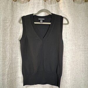 Banana Republic Black V Neck Sweater Vest, Extra Fine Italian Merino, Size S
